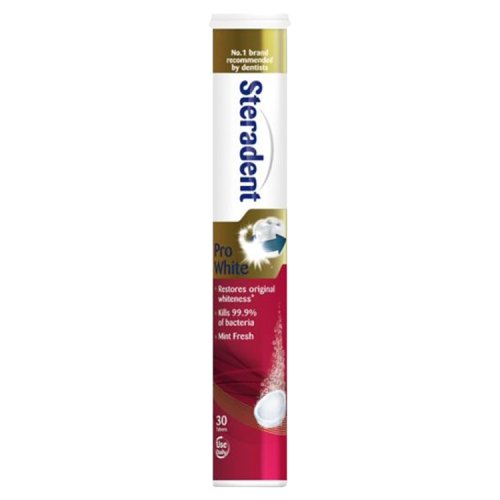 Steradent Pro White Denture Cleaner Mint Fresh Tablets 30s pack shot