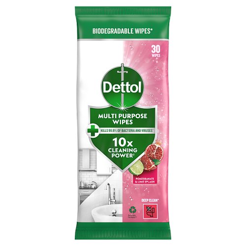 Dettol Multi Purpose Surface Wipes Pomegranate & Lime 30's pack shot