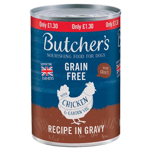 Butchers Chicken In Gravy Dog Food Tin 400g PMP £1.30 pack shot