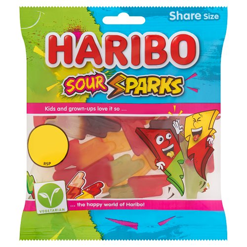 Haribo Bag Sour Sparks (Vegetarian) PM £1.25 140g pack shot