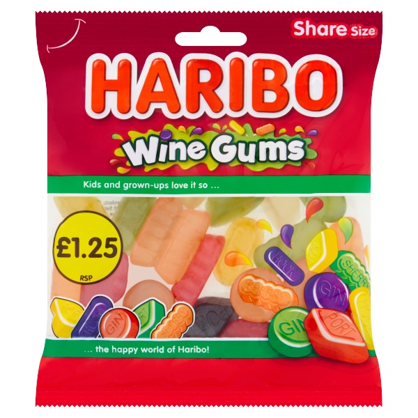Haribo Bag Wine Gums PM £1.25 140g pack shot