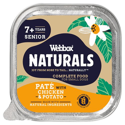 Webbox Natural Senior Dog Pate, Chick/Potatoes, 150G, Case of 11 pack shot