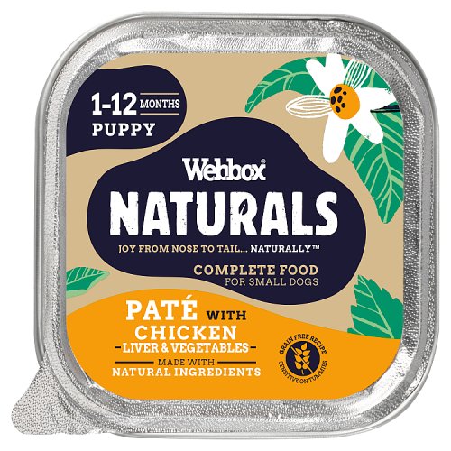 Webbox Natural Puppy Pate, Chick/Liver & Veg, 150G, Case of 11 pack shot
