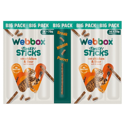 Webbox Cats Delight Sticks, Chicken & Liver, 15 Sticks, Case of 14 pack shot