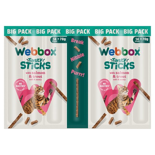 Webbox Cats Delight Sticks, Salmon & Trout, 15 Sticks, Case of 14 pack shot