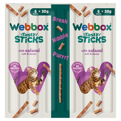 Webbox Cats Delight Sticks, Salami, 6 Sticks, Case of 25 pack shot