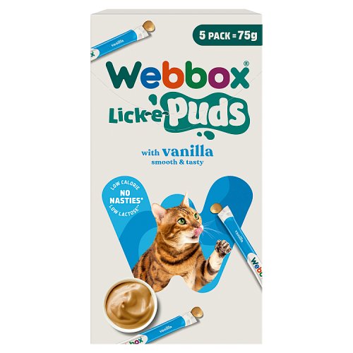 Webbox Lick e Puds, Vanilla, 5 satchets, Case of 17 pack shot