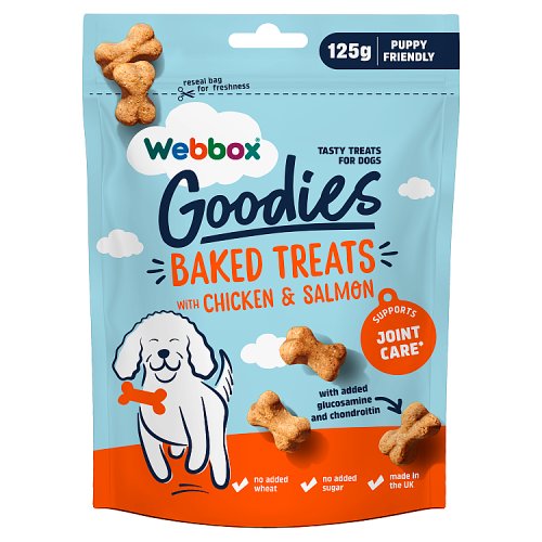 Webbox Goodies, Chicken with Salmon, 125g, Case 8 pack shot