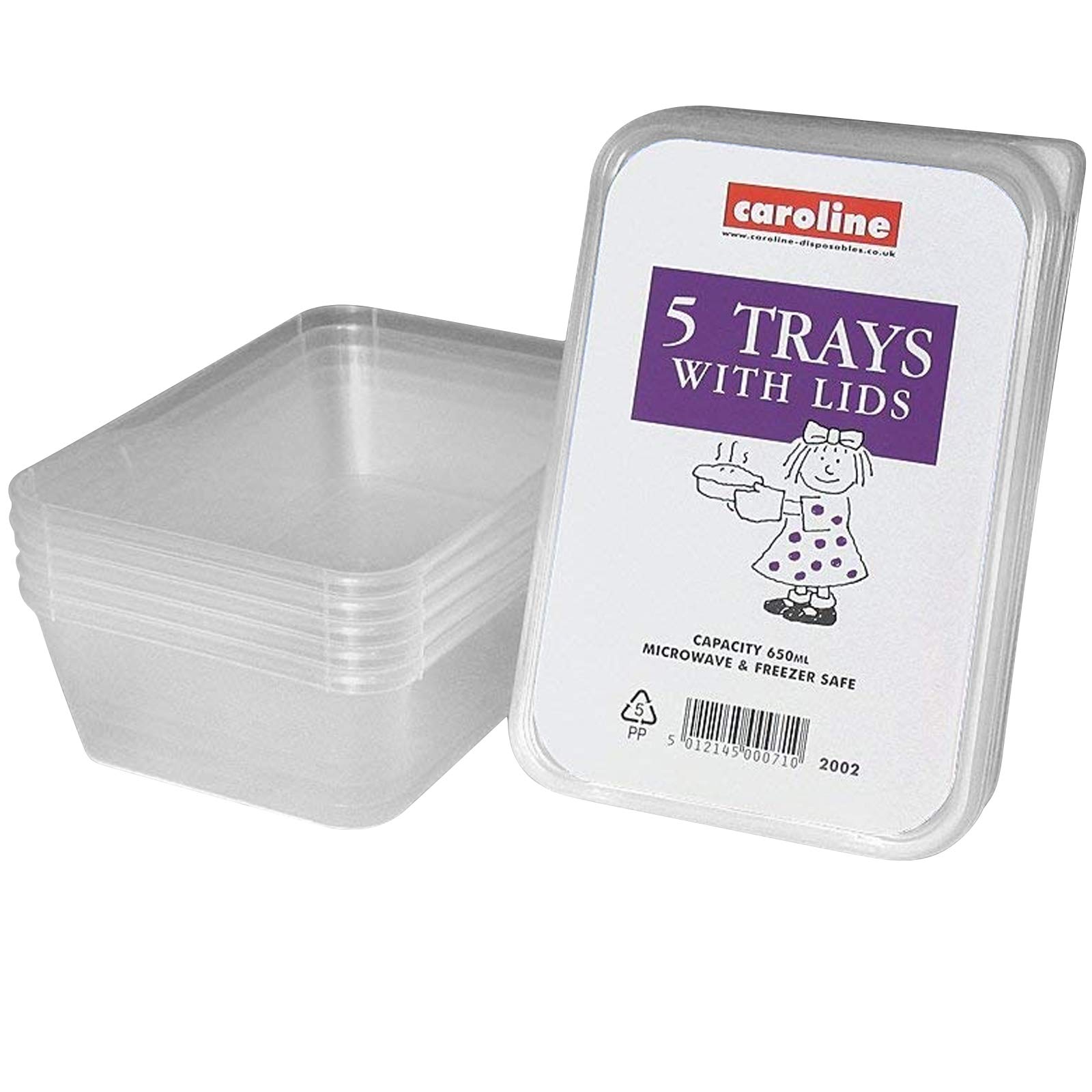 Caroline Plastic Box with Lid X5 Capacity 650ml 5s pack shot