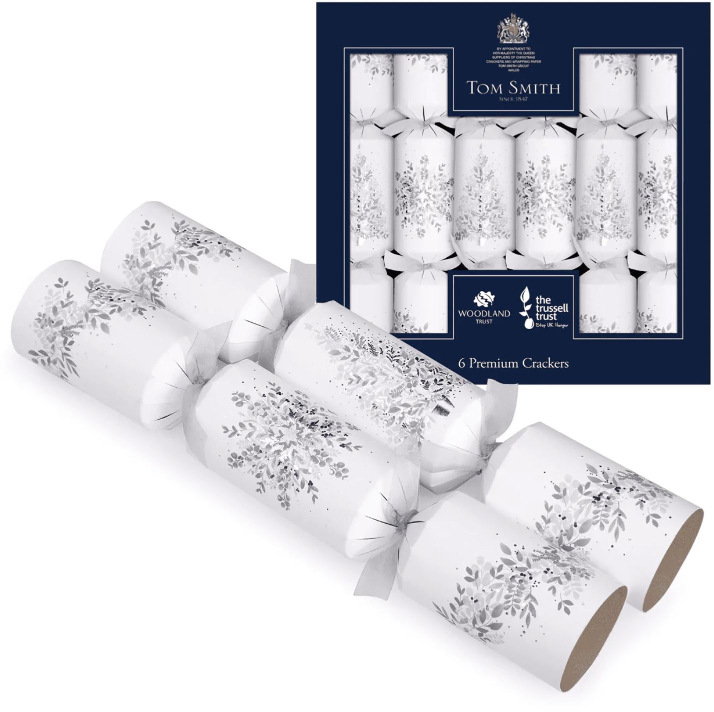Tom Smith Silver & White 14" Premium Crackers 6s pack shot
