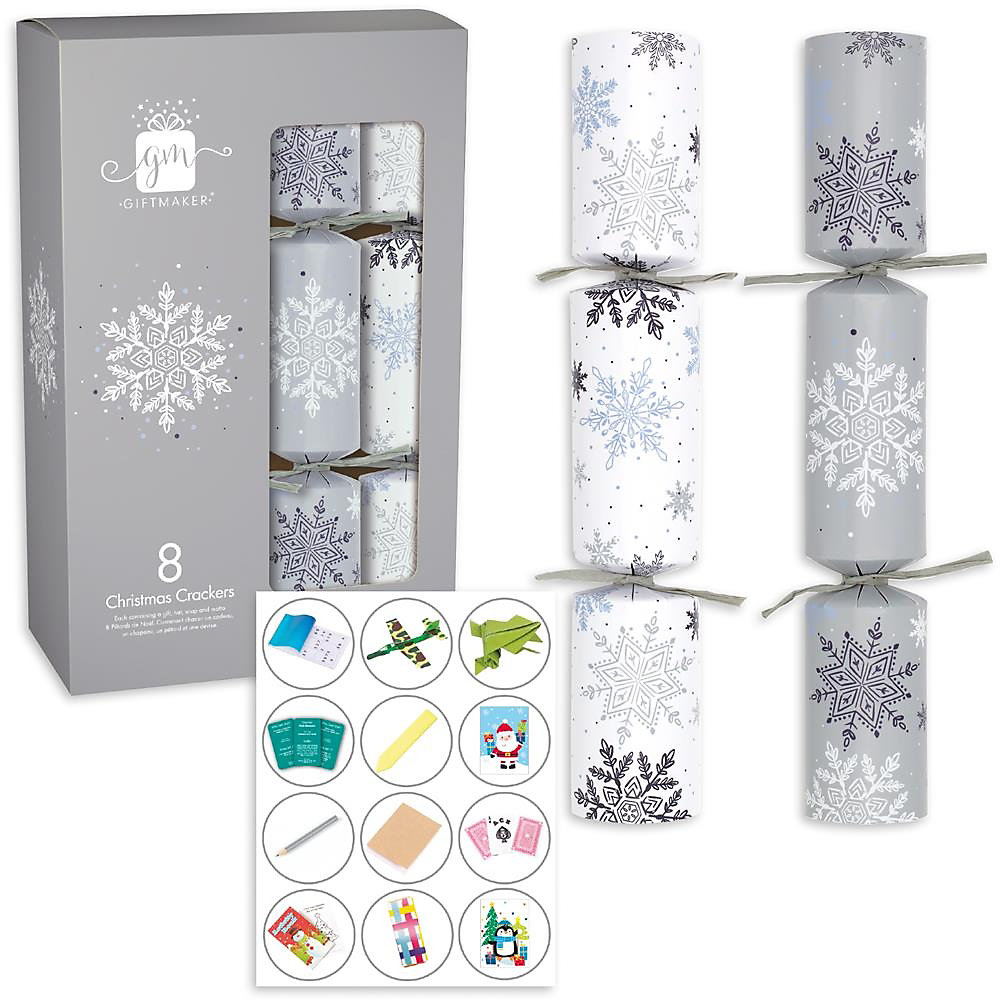 Giftmaker Silver & White 12" Crackers 8s pack shot