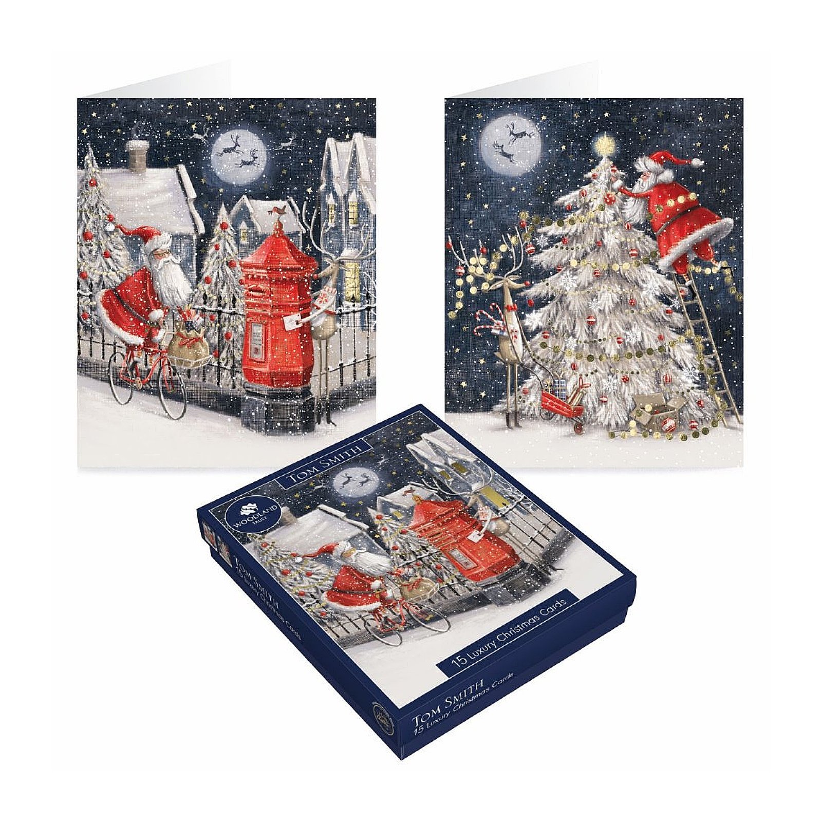 Tom Smith Whimsical Santa Luxury Boxed Cards 15s pack shot
