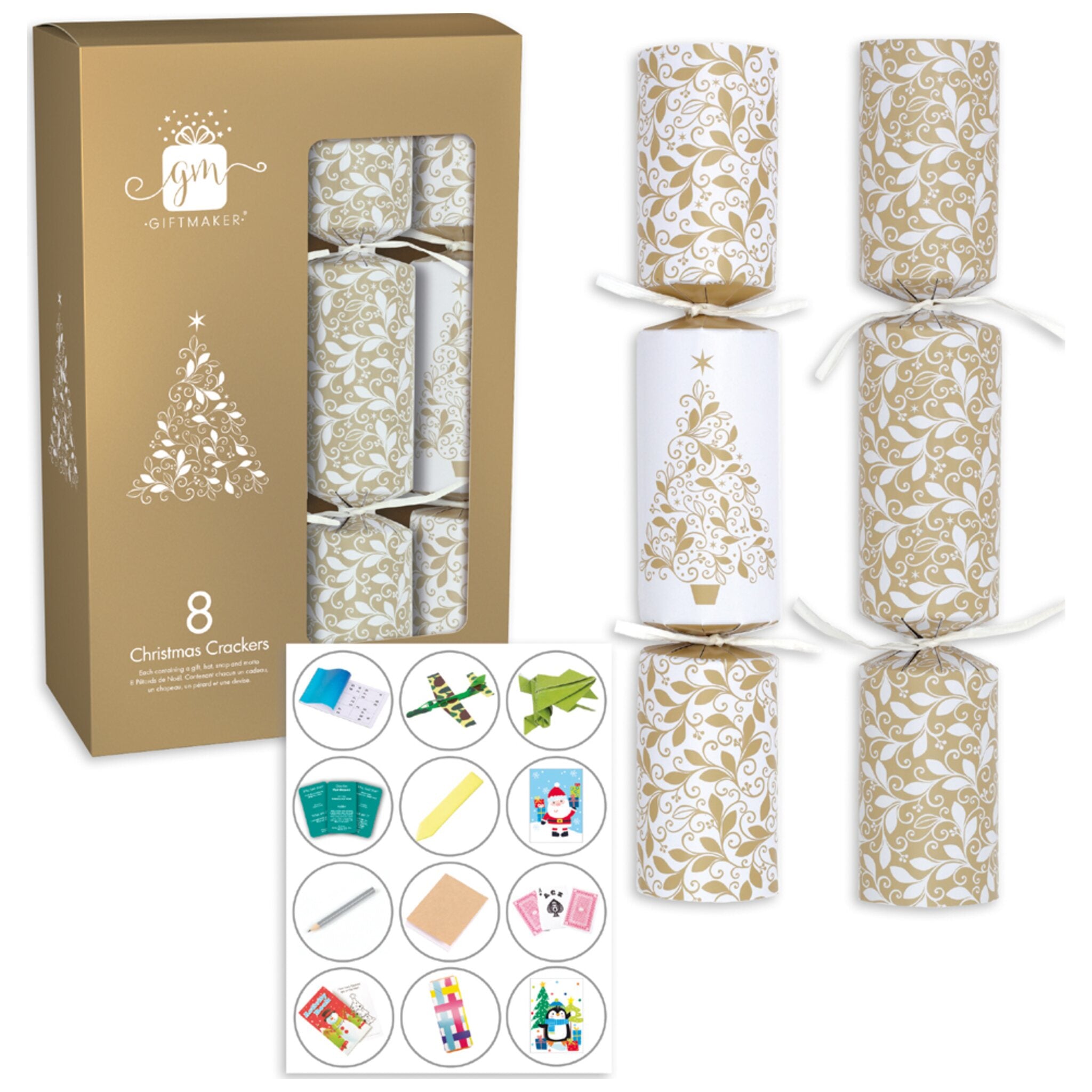 Giftmaker Cream & Gold 12" Crackers 8s pack shot