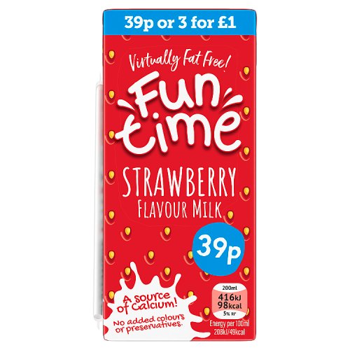 Funtime Strawberry Milk 200ml PMP pack shot