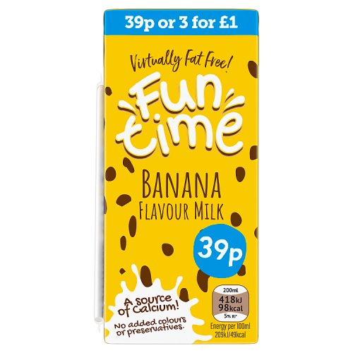 Funtime Banana Milk P 200ml PMP pack shot