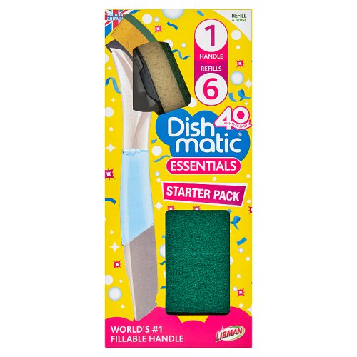 Dishmatic Sponge Essentials Bonus Pack (1 Handle + 6 Refills) pack shot