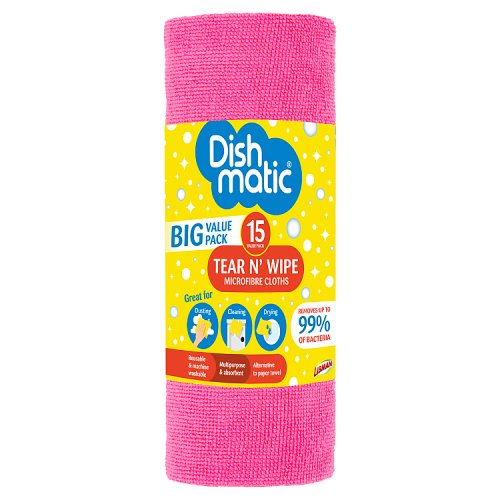 Dishmatic Tear N Wipe 15 Roll Assorted pack shot