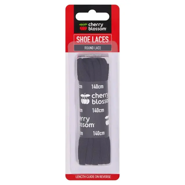 Cherry Blossom Round Black Laces 140cm 2s pack shot