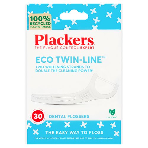 Plackers Eco Flossers Twin Line 30's Cool Mint pack shot
