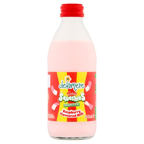 Delamere Swizzels Squashies Drumstick Raspberry Flavoured Milk 240ml pack shot