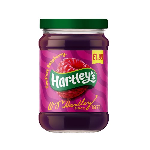 Hartleys Raspberry Seedless Jam 300g PMP pack shot