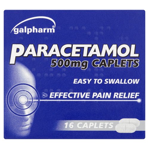 Galpharm Paracetamol Caplets 16's 500mg pack shot