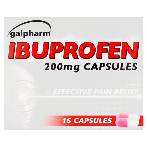 Galpharm Ibuprofen Capsules 16's 200mg pack shot