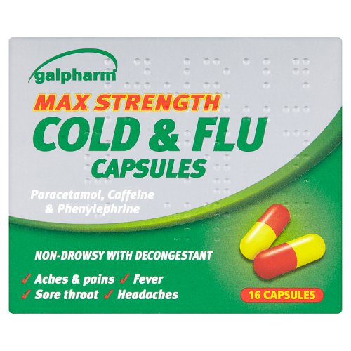 Galpharm Max Strength Cold & Flu Capsules 16's pack shot