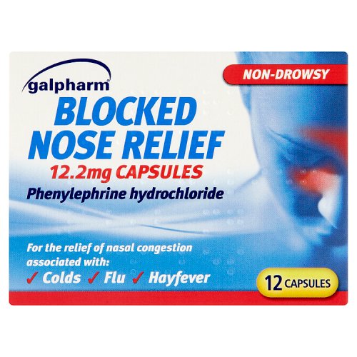 Galpharm Blocked Nose Relief Capsules 12's 12.2mg pack shot