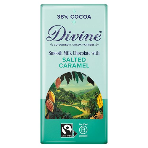 Divine 38% Milk Chocolate With Salted Caramel 90G pack shot