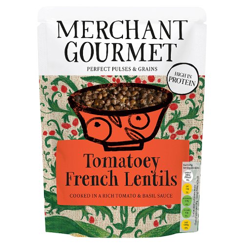 Merchant Gourmet Puy Lentils with Sundried Tomaoes & Basil 250g pack shot