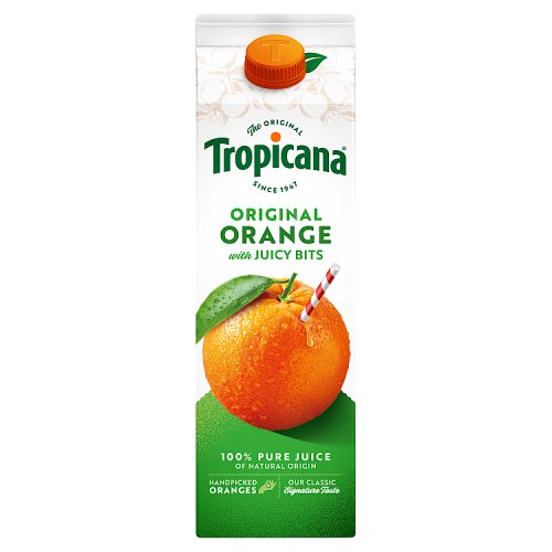 TROPICANA ORANGE JUICE WITH BITS pack shot