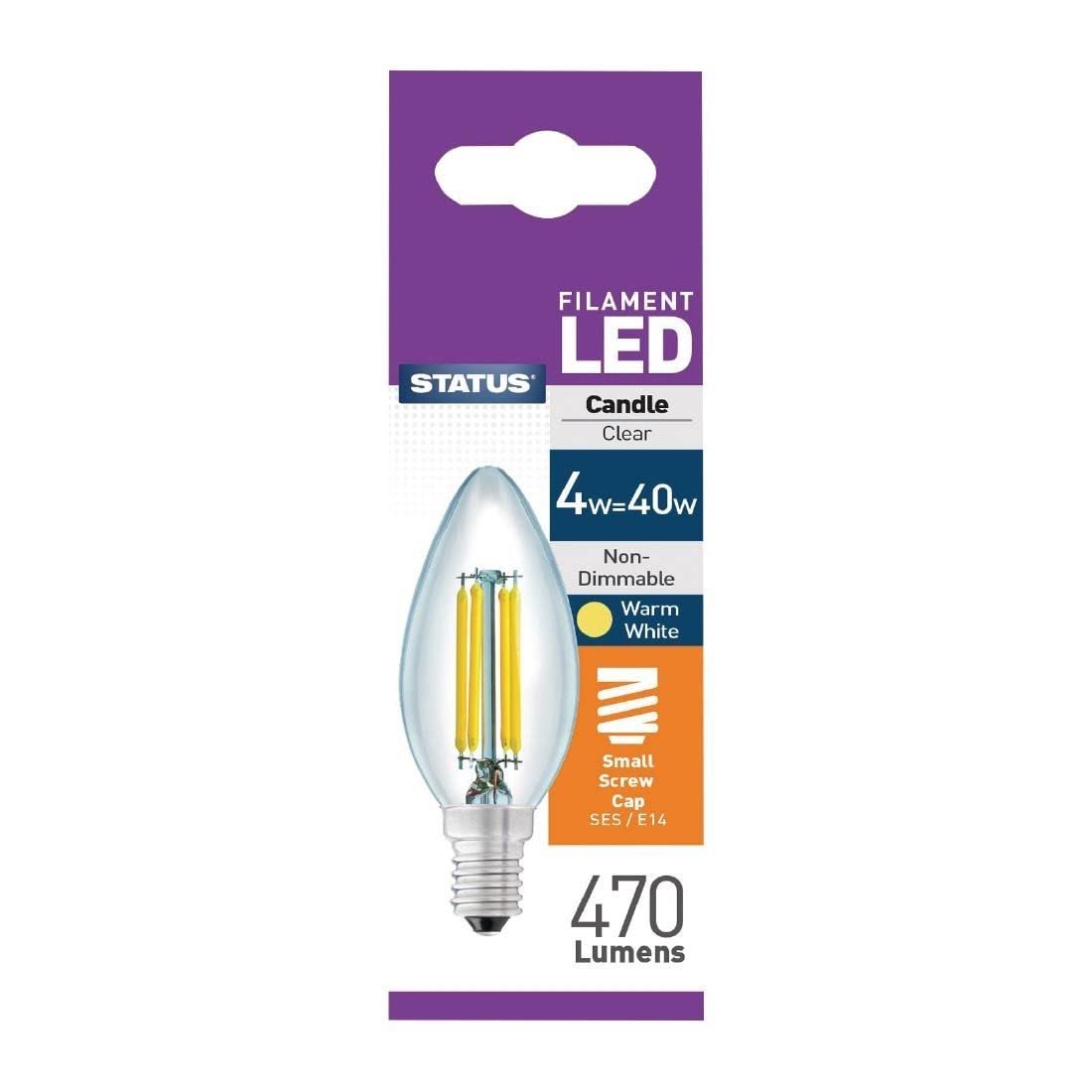 Status LED 4W Clear Candle Ses Screw Cap 1s pack shot