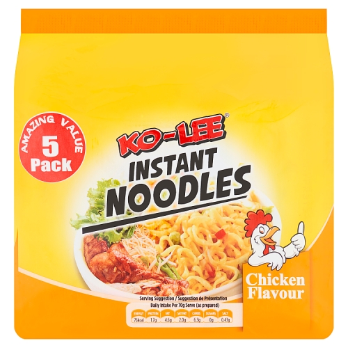 Ko Lee Chicken Instant Noodles 5pk (5 x 70g) pack shot
