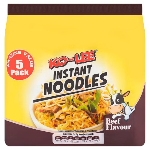 Ko Lee Beef Instant Noodles 5pk (5 x 70g) pack shot