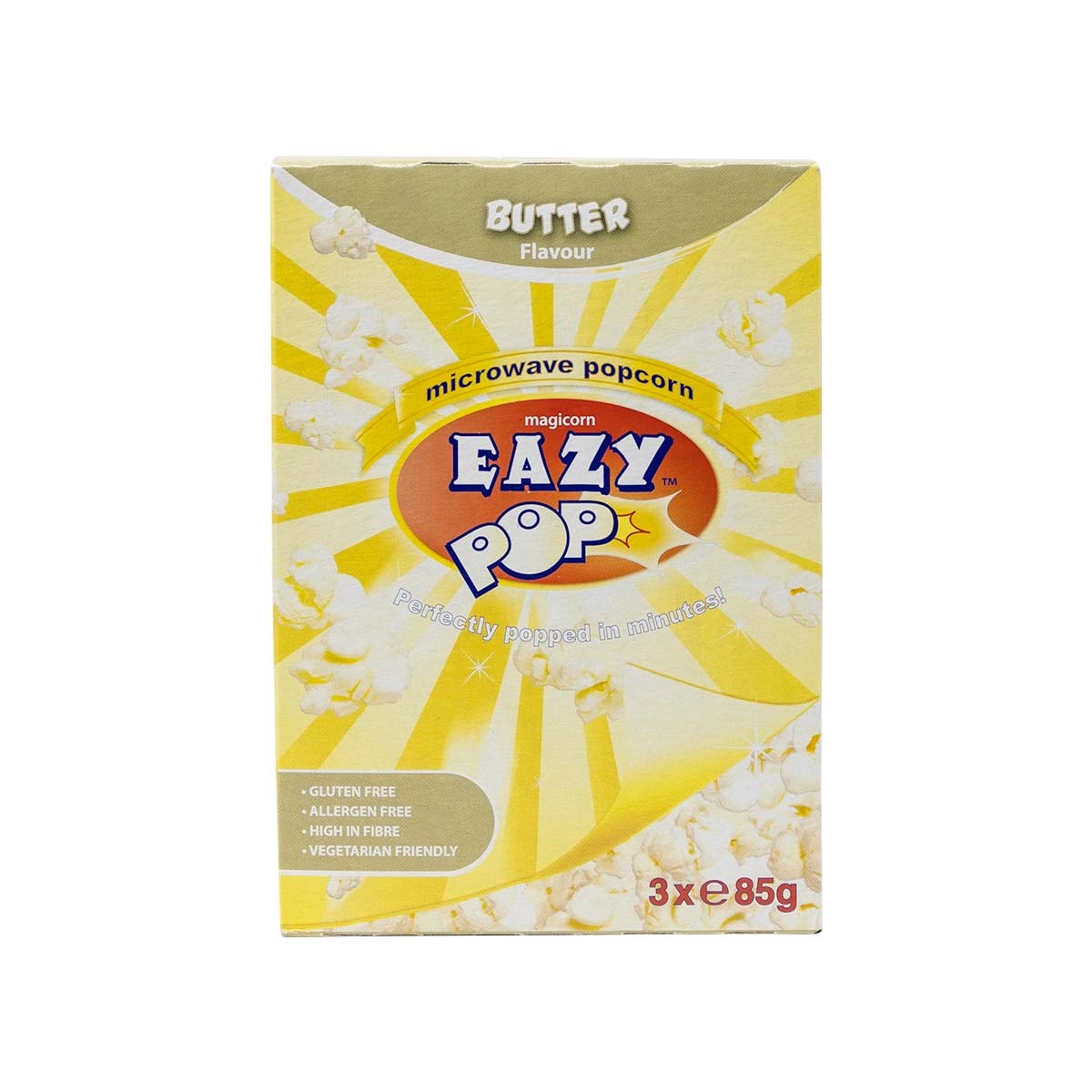 Eazy Pop Microwave Popcorn Butter 3pk (3 x  85g) 255g pack shot