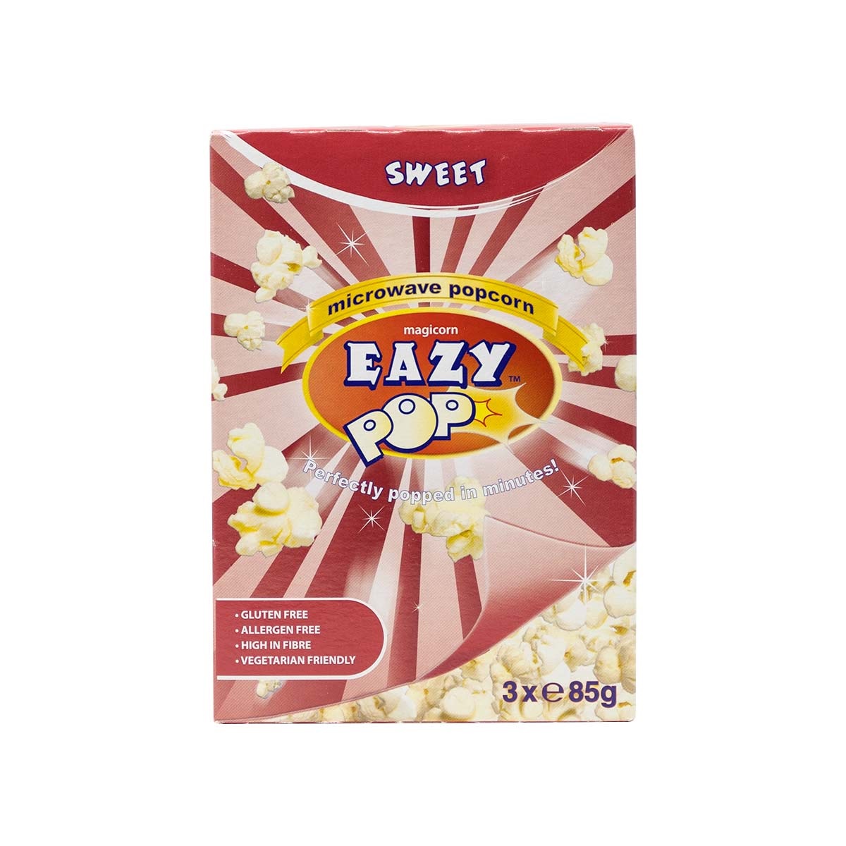 Eazy Pop Microwave Popcorn Sweet & Salty 3pk (3 x  85g) 255g pack shot