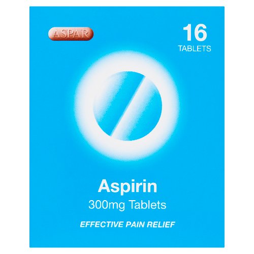 Aspar Aspirin Tablets 300mg 16ct pack shot