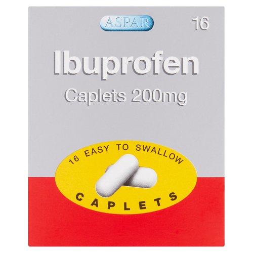 Aspar Ibuprofen Caplets 200mg 16ct pack shot