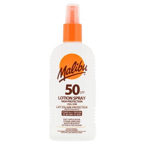 Malibu SPF 50 Lotion Spray 200ml pack shot
