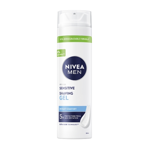 Nivea Shave Mens Shaving Gel 200ml Sensitive pack shot