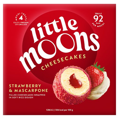 LITTLE MOONS STRAWBERRY & MASCARPONE CHEESECAKE MOCHI 4PK pack shot