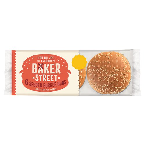BAKER STREET SEEDED BURGER BUNS 6PK pack shot