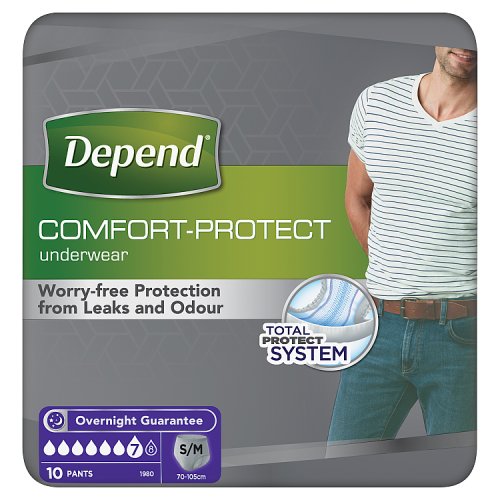 Depend Comfort Protect Mens Pants (S/M) - 10 Pack pack shot