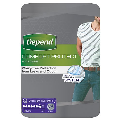 Depend Comfort Protect Mens Pants (L/XL) - 9 Pack pack shot