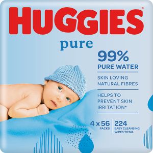 Huggies Pure Wipes Quad Pack Roll 4s (4 x 56 Sheets) pack shot