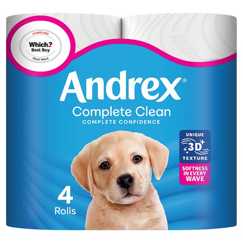 Andrex Classic Clean Toilet Rolls 4 Rolls (US) 4pk pack shot