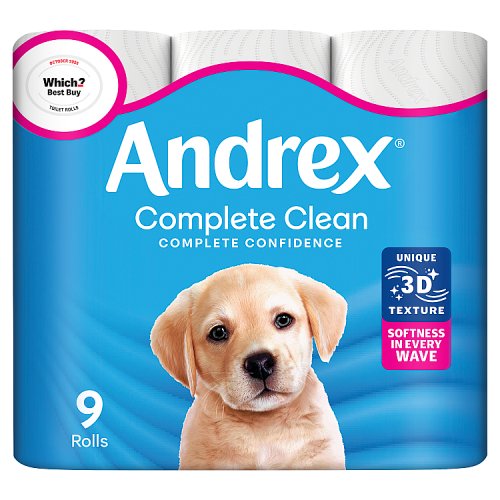 Andrex Toilet Tissue Classic Clean 9s (9 x 190 Sheets) pack shot