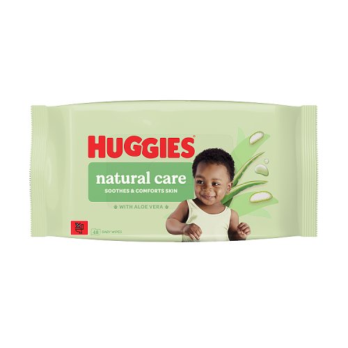 Huggies Wipes Natural Care Green With Aloe Vera 48's pack shot