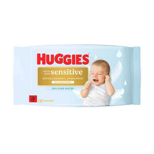 Huggies Pure Extra Sensitive Baby Wipes Plastic Free 48SH pack shot